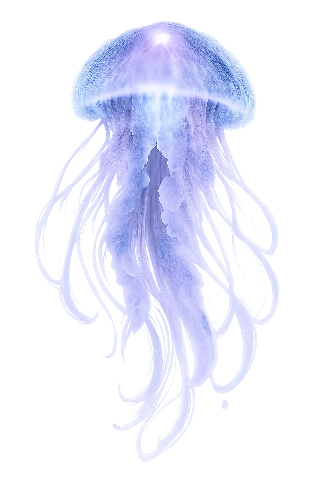 一只发光的水母，透明背景 PNG，主体居中构图，完整水母造型…